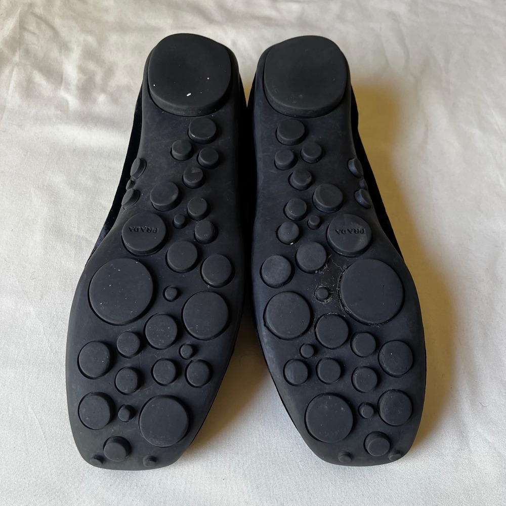 Prada Black Velvet Driving Loafers Flats Shoes Made‎ In Italy Size 39 - Picture 6 of 9